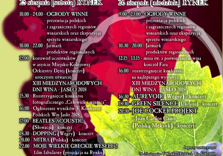 Międzynarodowe dni wina oraz Dni otwartych winnic w Jaśle