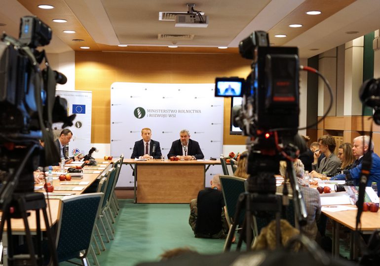 Konferencja prasowa Ministra Rolnictwa Jana Krzysztofa Ardanowskiego oraz Prezesa ARiMR Tomasza Nowakowskiego