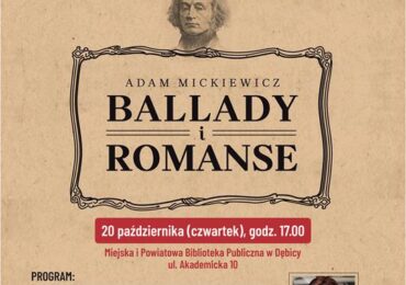 Dębica: Zaproszenie na Narodowe Czytanie 2022 „Ballad i romansów” Adama Mickiewicza